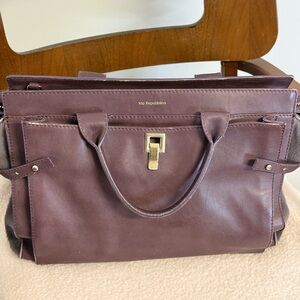 Via Repubblica Women’s Dark Burgundy Handbag Tote Leather w/ Pony Hair